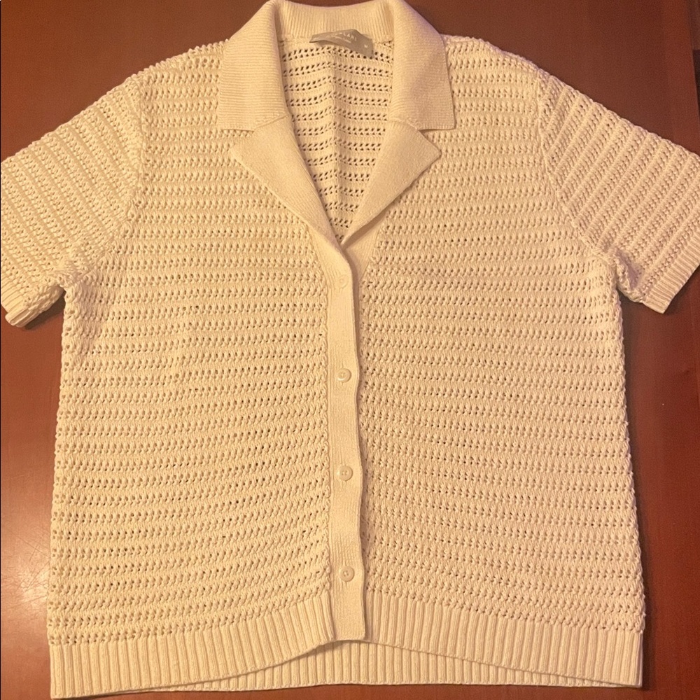 Everlane Crochet Knit Polo, M, EUC - Picture 7 of 8